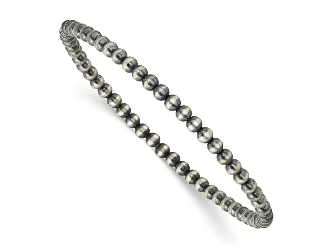 FJC Finejewelers 925 Sterling Silver Bead and Beaded 6.5in 3.00mm Navajo Style Beaded Stretch Bracelet 6.5 Inches x 3 mm