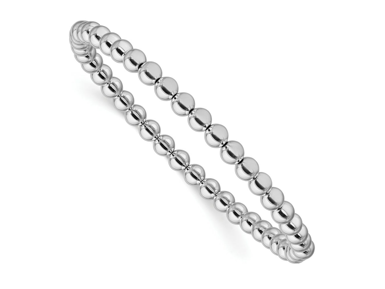 FJC Finejewelers 925 Sterling Silver Bead and Beaded 6.5in 4.00mm Beaded Stretch Bracelet 6.5 Inches x 4 mm