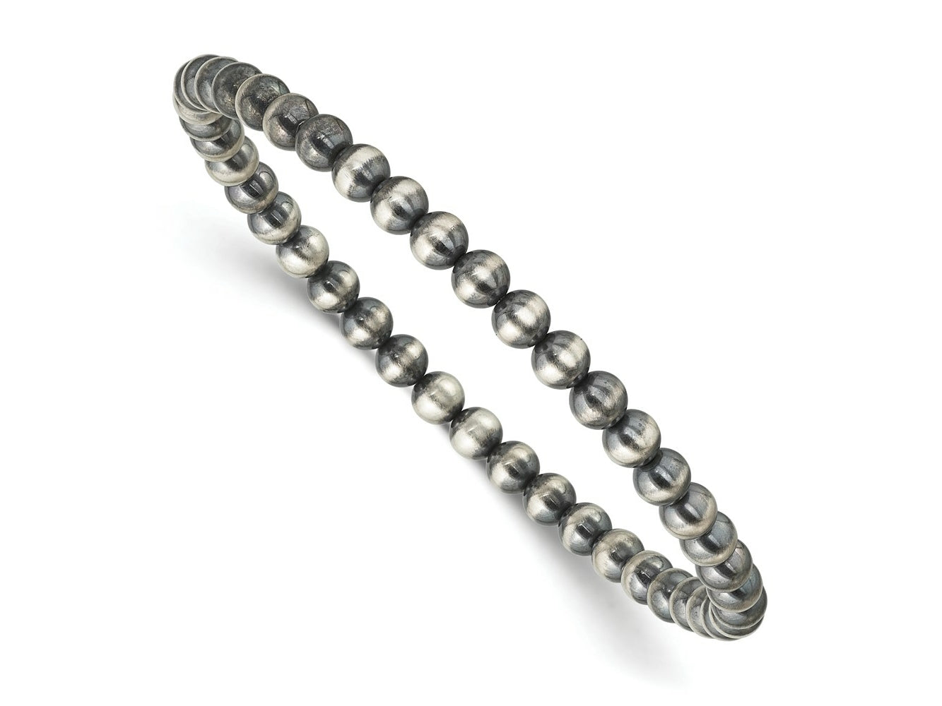FJC Finejewelers 925 Sterling Silver Bead and Beaded 6.5in 4.00mm Navajo Style Beaded Stretch Bracelet 6.5 Inches x 4 mm