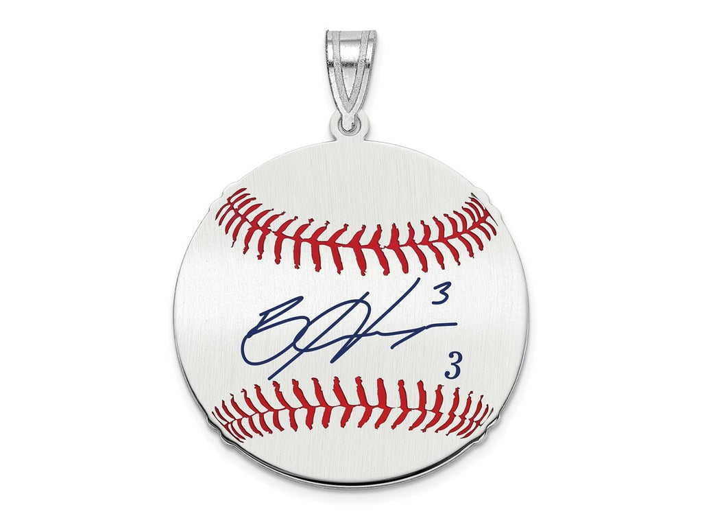 FJC Finejewelers 925 Sterling Silver Rh-p Bryce Harper MLBPA Signature Epoxy Charm 33 x 25 mm