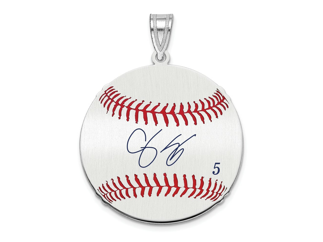FJC Finejewelers 925 Sterling Silver Rh-p Corey Seager MLBPA Signature Epoxy Charm 33 x 25 mm