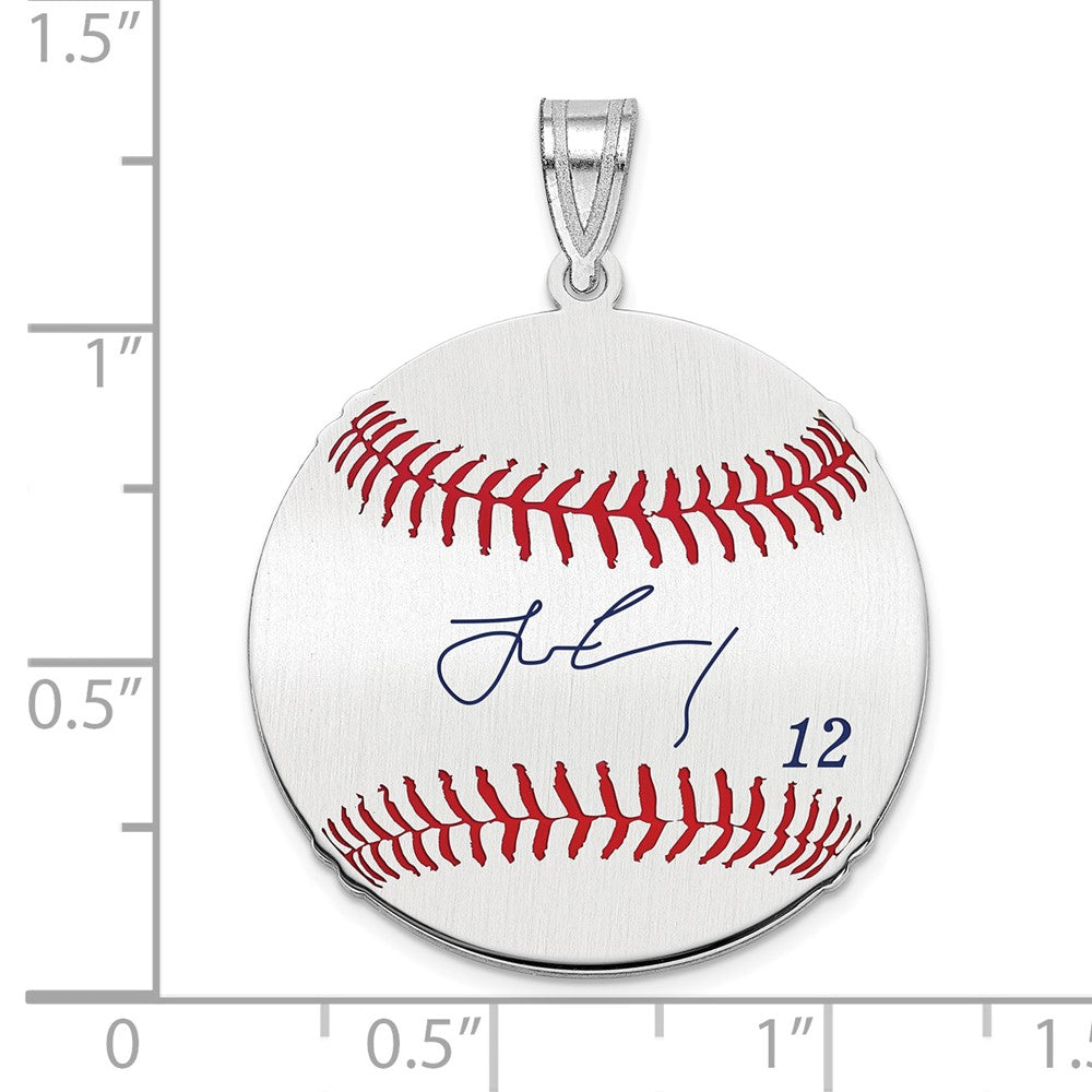 FJC Finejewelers 925 Sterling Silver Rh-p Francisco Lindor MLBPA Signature Epoxy Charm 33 x 25 mm