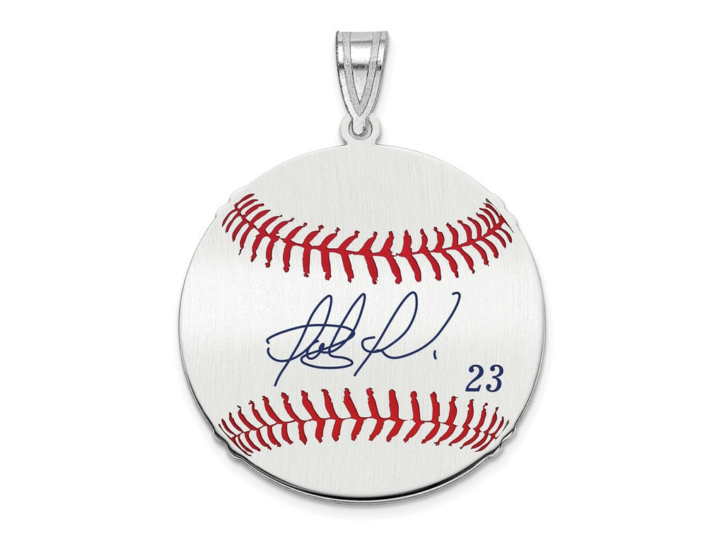 FJC Finejewelers 925 Sterling Silver Rh-p Fernando Tatis Jr. MLBPA Signature Epoxy Charm 33 x 25 mm