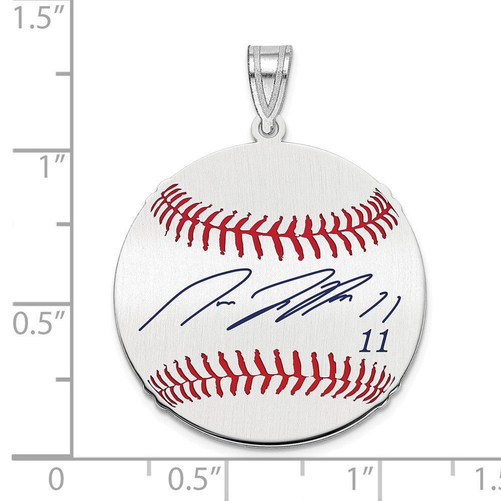 FJC Finejewelers 925 Sterling Silver Rh-p José Ramírez MLBPA Signature Epoxy Charm 33 x 25 mm