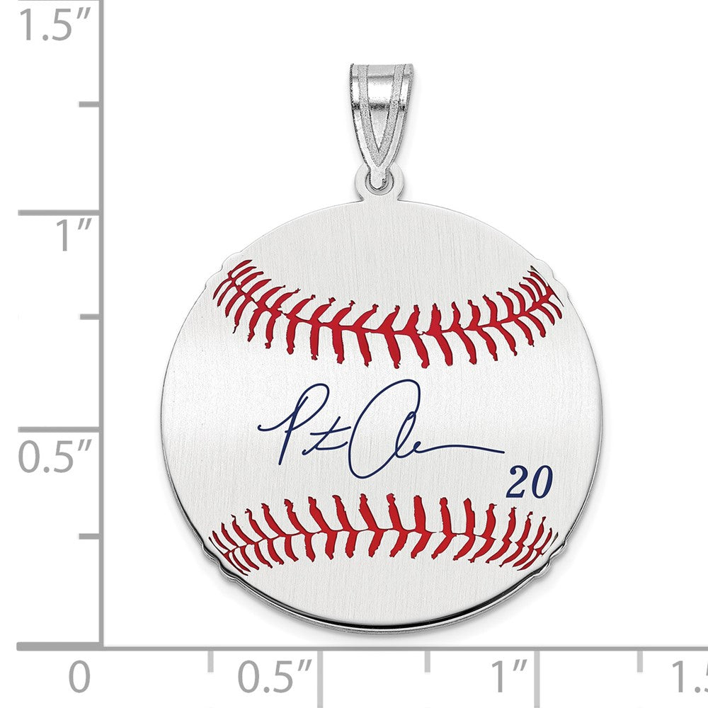 FJC Finejewelers 925 Sterling Silver Rh-p Pete Alonso MLBPA Signature Epoxy Charm 33 x 25 mm