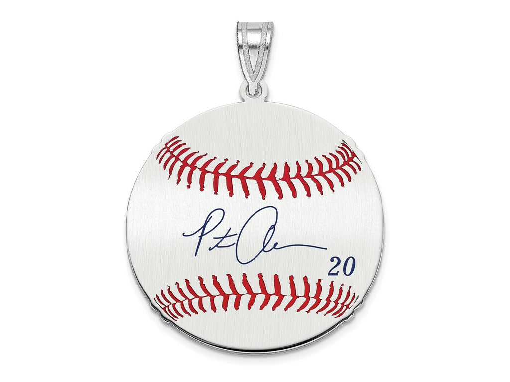 FJC Finejewelers 925 Sterling Silver Rh-p Pete Alonso MLBPA Signature Epoxy Charm 33 x 25 mm