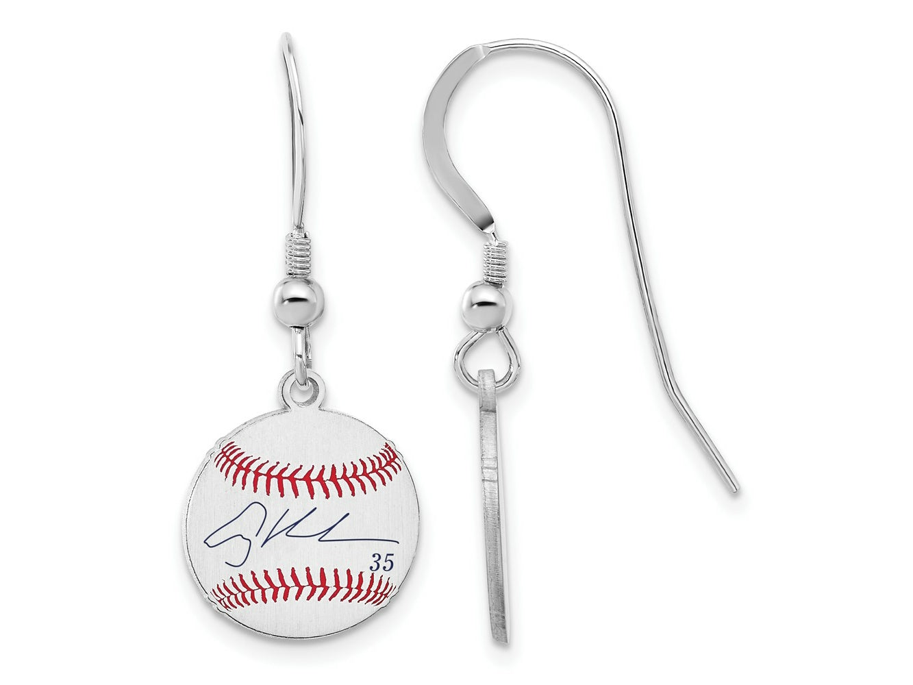 FJC Finejewelers 925 Sterling Silver Rh-p Adley Rutschman MLBPA Signature Epoxy Earrings 31 x 12 mm