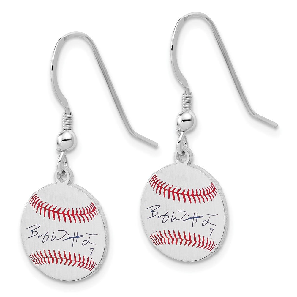 FJC Finejewelers 925 Sterling Silver Rh-p Bobby Witt Jr. MLBPA Signature Epoxy Earrings 31 x 12 mm