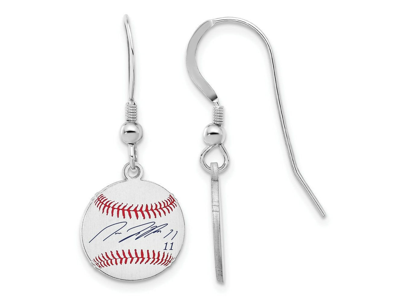 FJC Finejewelers 925 Sterling Silver José Ramírez MLBPA Signature Epoxy Earrings 31 x 12 mm