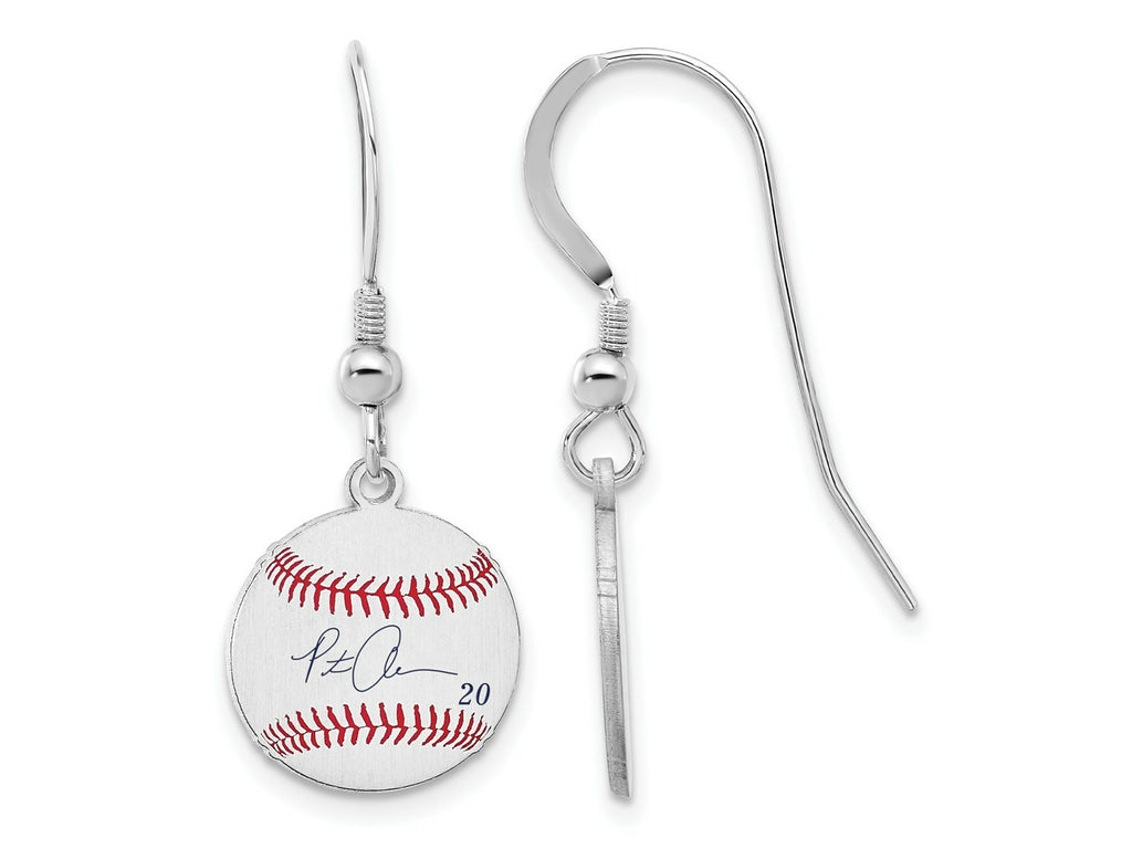 FJC Finejewelers 925 Sterling Silver Pete Alonso MLBPA Signature Epoxy Earrings 31 x 12 mm