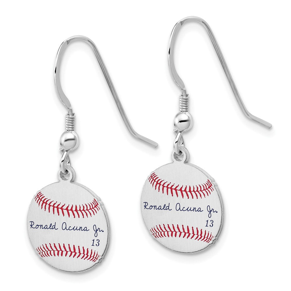 FJC Finejewelers 925 Sterling Silver Ronald Acuña Jr. MLBPA Signature Epoxy Earrings 31 x 12 mm
