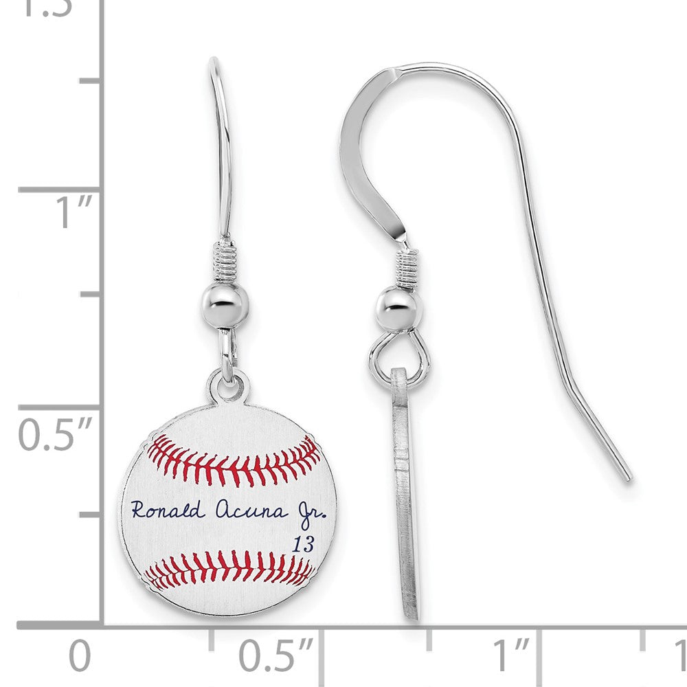 FJC Finejewelers 925 Sterling Silver Ronald Acuña Jr. MLBPA Signature Epoxy Earrings 31 x 12 mm