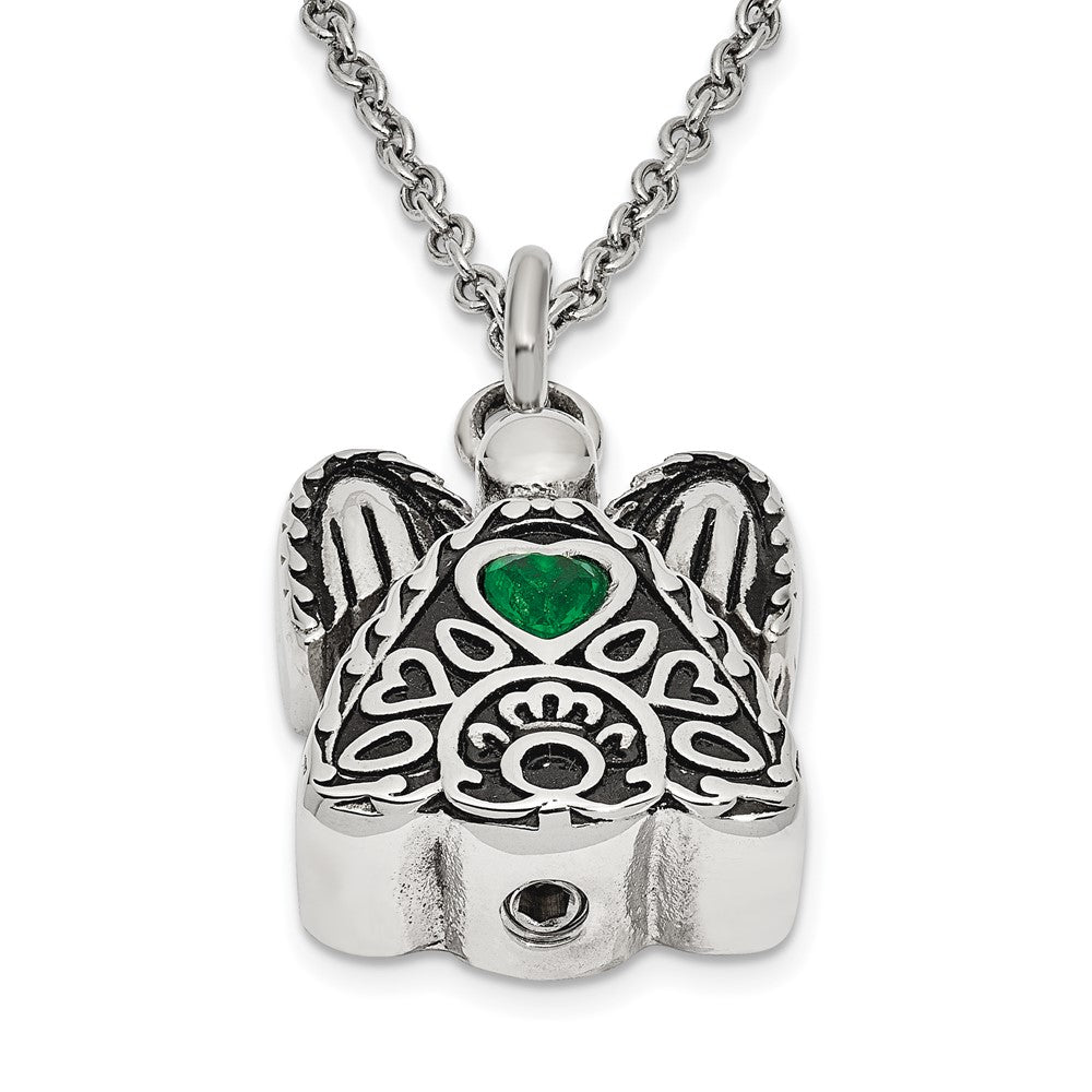 FJC Finejewelers Stainless Steel May CZ Birthstone Antiqued Angel Ash Holder Necklace 18 Inches x 19 mm