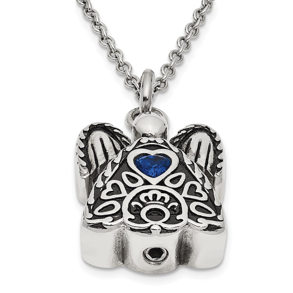 FJC Finejewelers Stainless Steel Cable September CZ Birthstone Antiqued Angel Ash Holder Ne 18 Inches x 19 mm