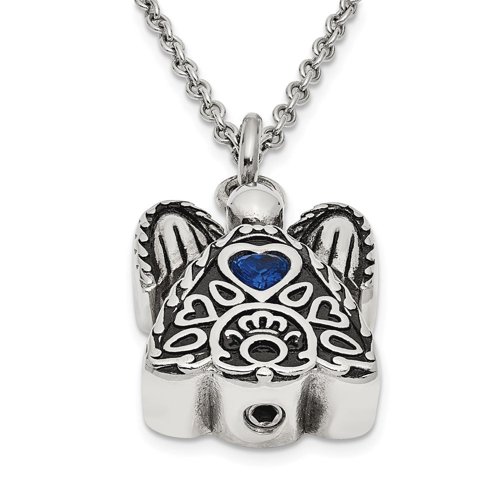 FJC Finejewelers Stainless Steel Cable September CZ Birthstone Antiqued Angel Ash Holder Ne 18 Inches x 19 mm