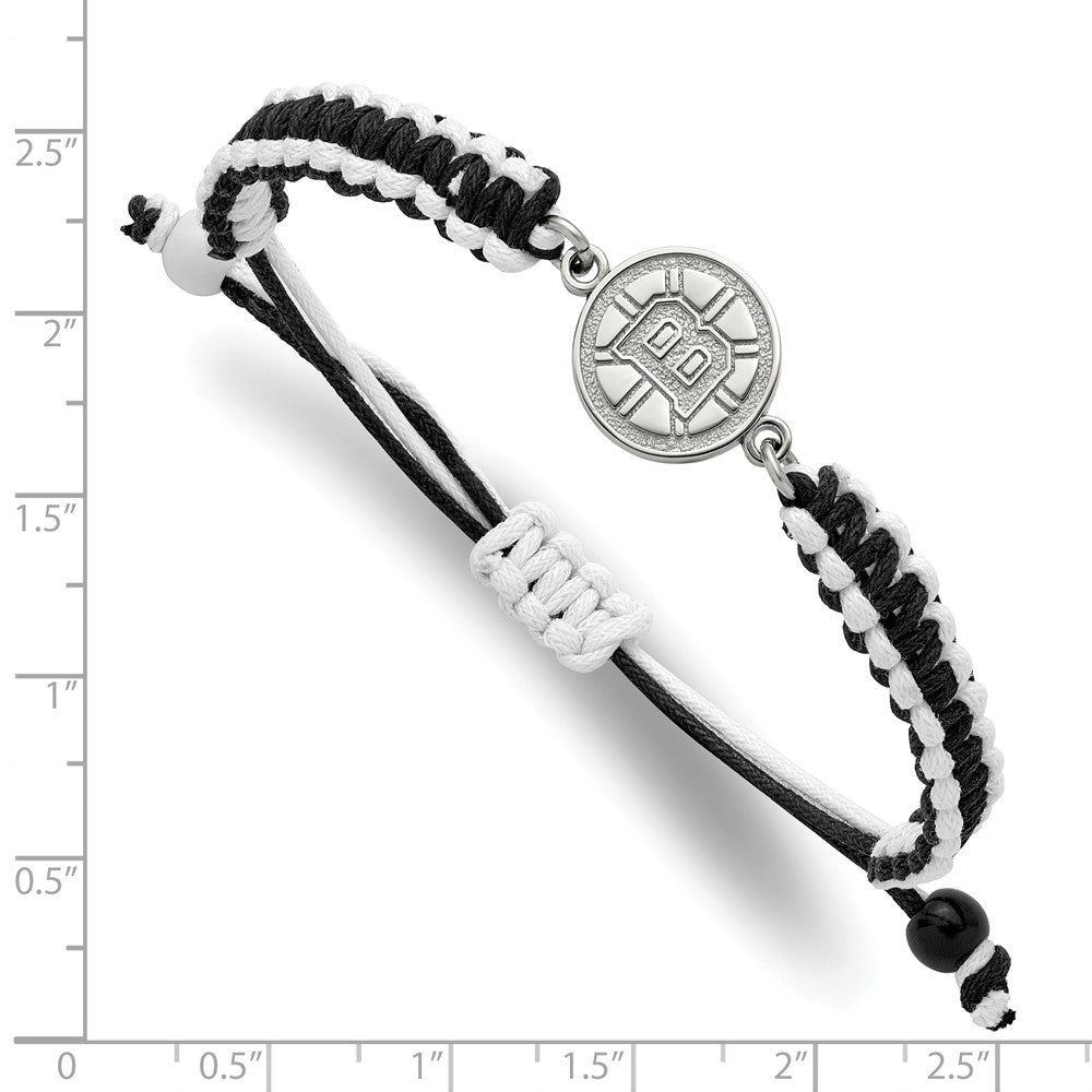 LogoArt Stainless Steel NHL Boston Bruins Adjustable Cord Bracelet