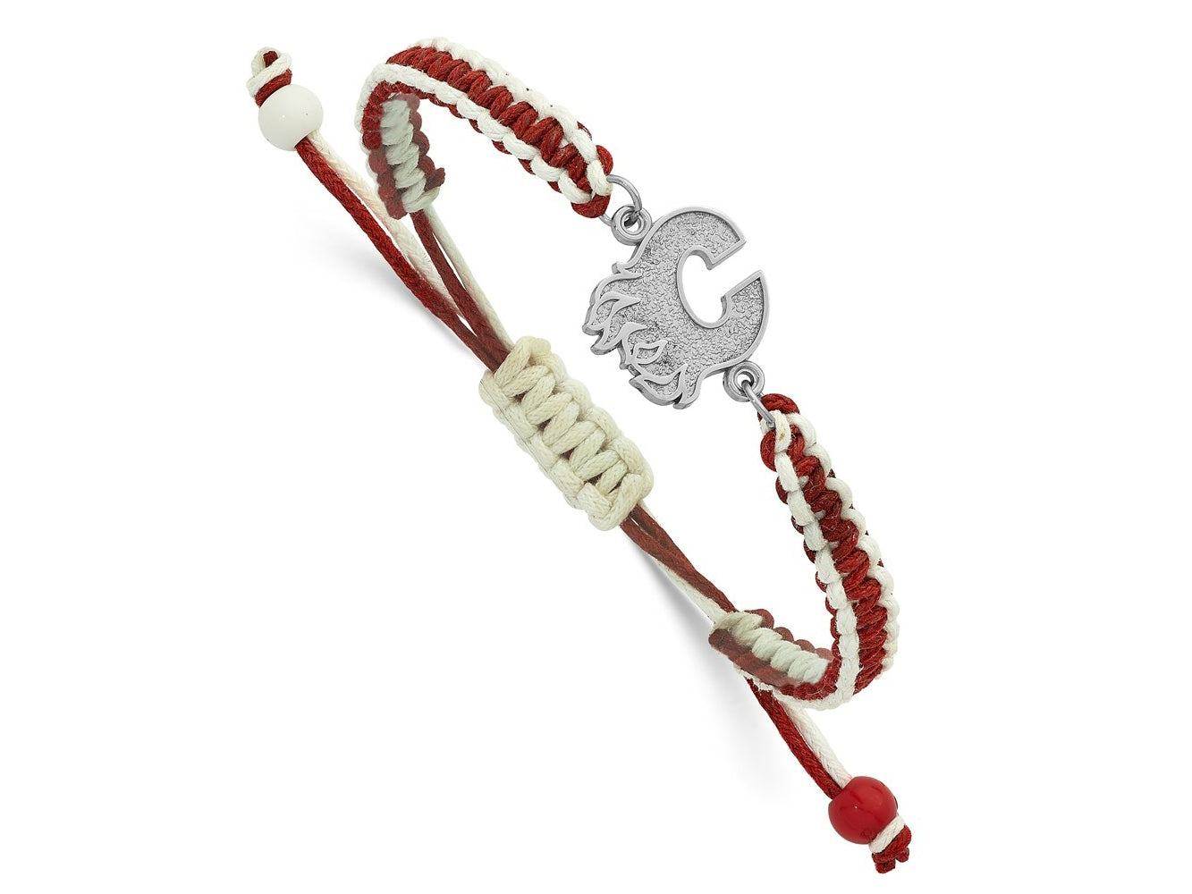 LogoArt Stainless Steel NHL Calgary Flames Adjustable Cord Bracelet
