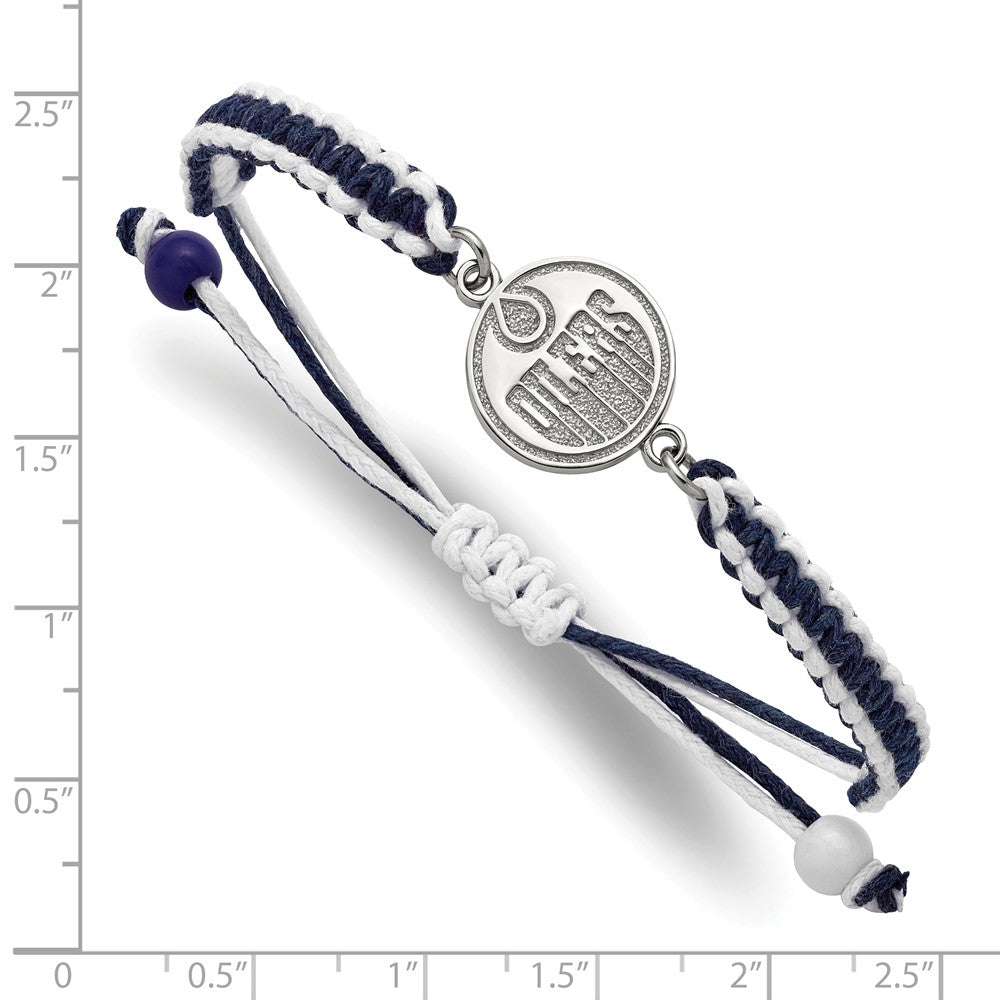 LogoArt Stainless Steel NHL Edmonton Oilers Adjustable Cord Bracelet