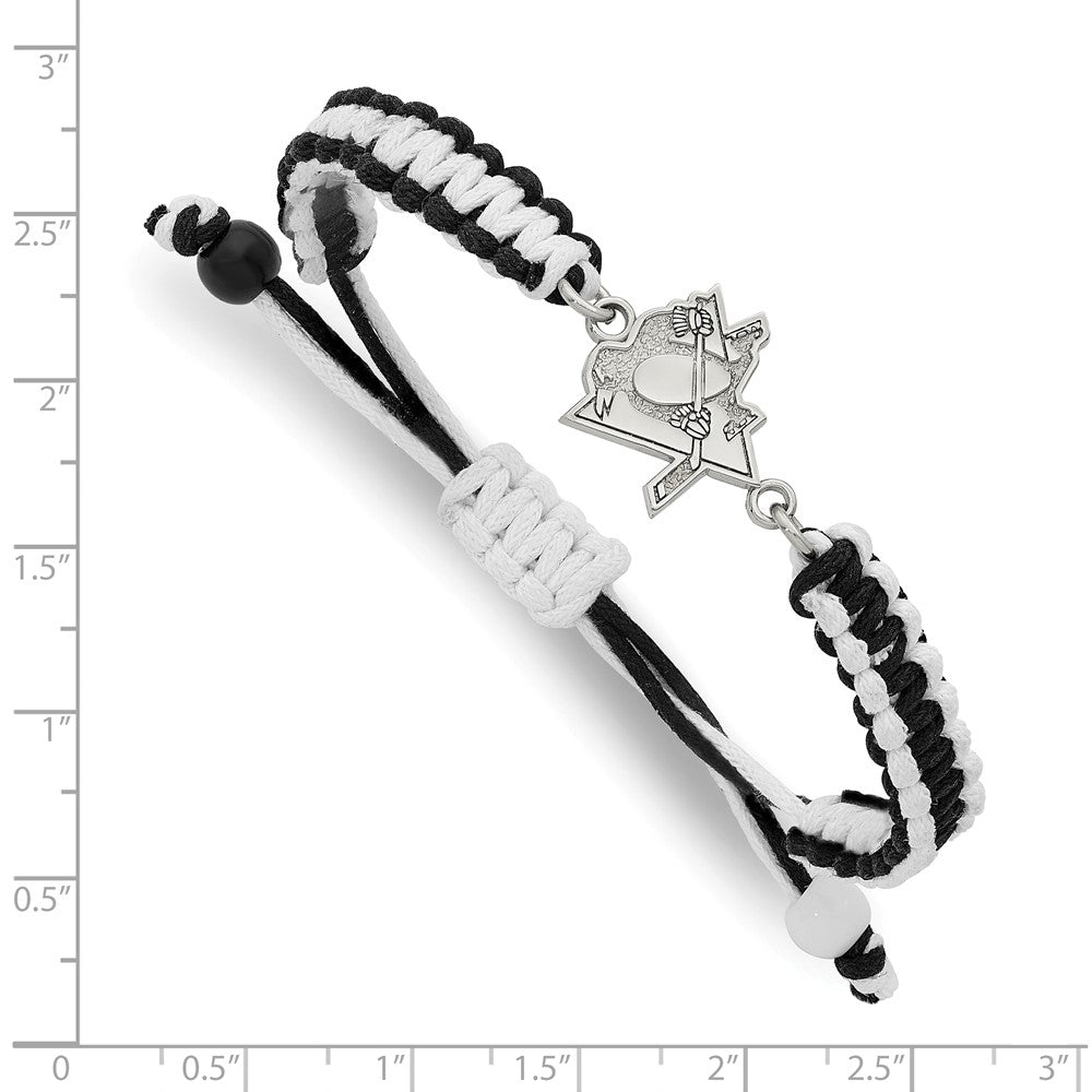 LogoArt Stainless Steel NHL Pittsburgh Penguins Adjustable Cord Bracelet