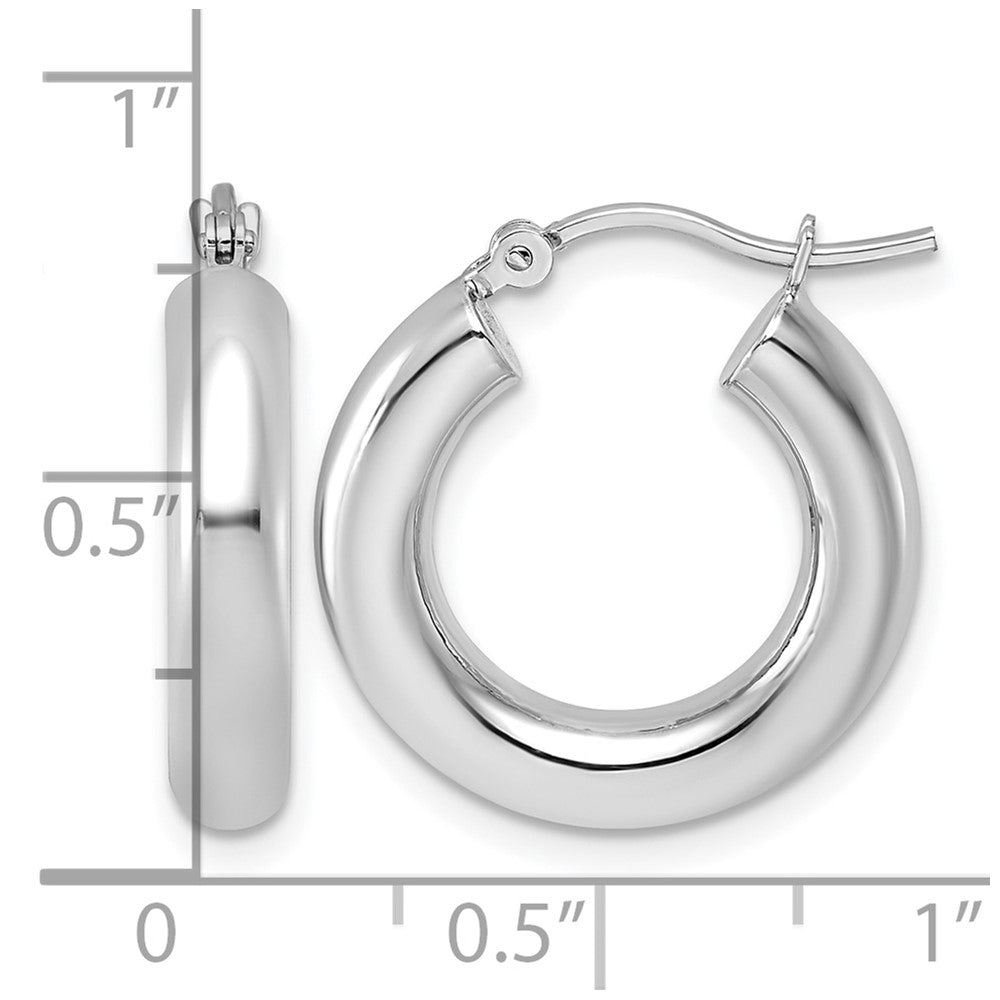FJC Finejewelers 14 kt White Gold Hoop Polished x 20mm Lightweight Tube Earrings 20 mm x 4 mm