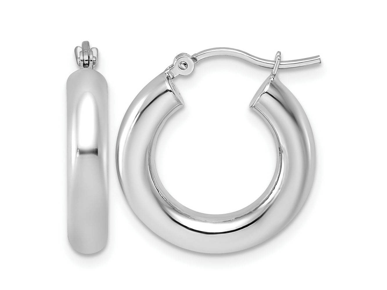 FJC Finejewelers 14 kt White Gold Hoop Polished x 20mm Lightweight Tube Earrings 20 mm x 4 mm