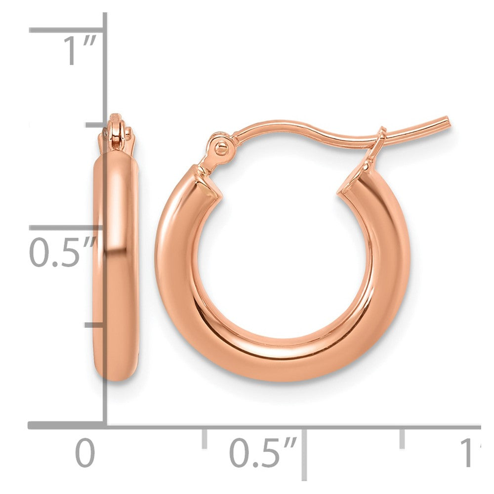 FJC Finejewelers 14 kt Rose Gold Polished x 17mm Lightweight Tube Hoop Earrings 17 mm x 3 mm