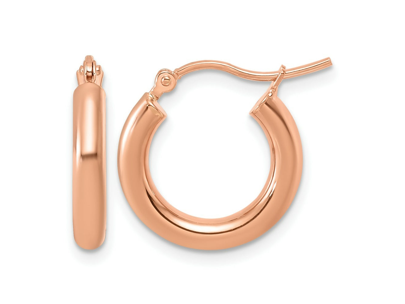 FJC Finejewelers 14 kt Rose Gold Polished x 17mm Lightweight Tube Hoop Earrings 17 mm x 3 mm