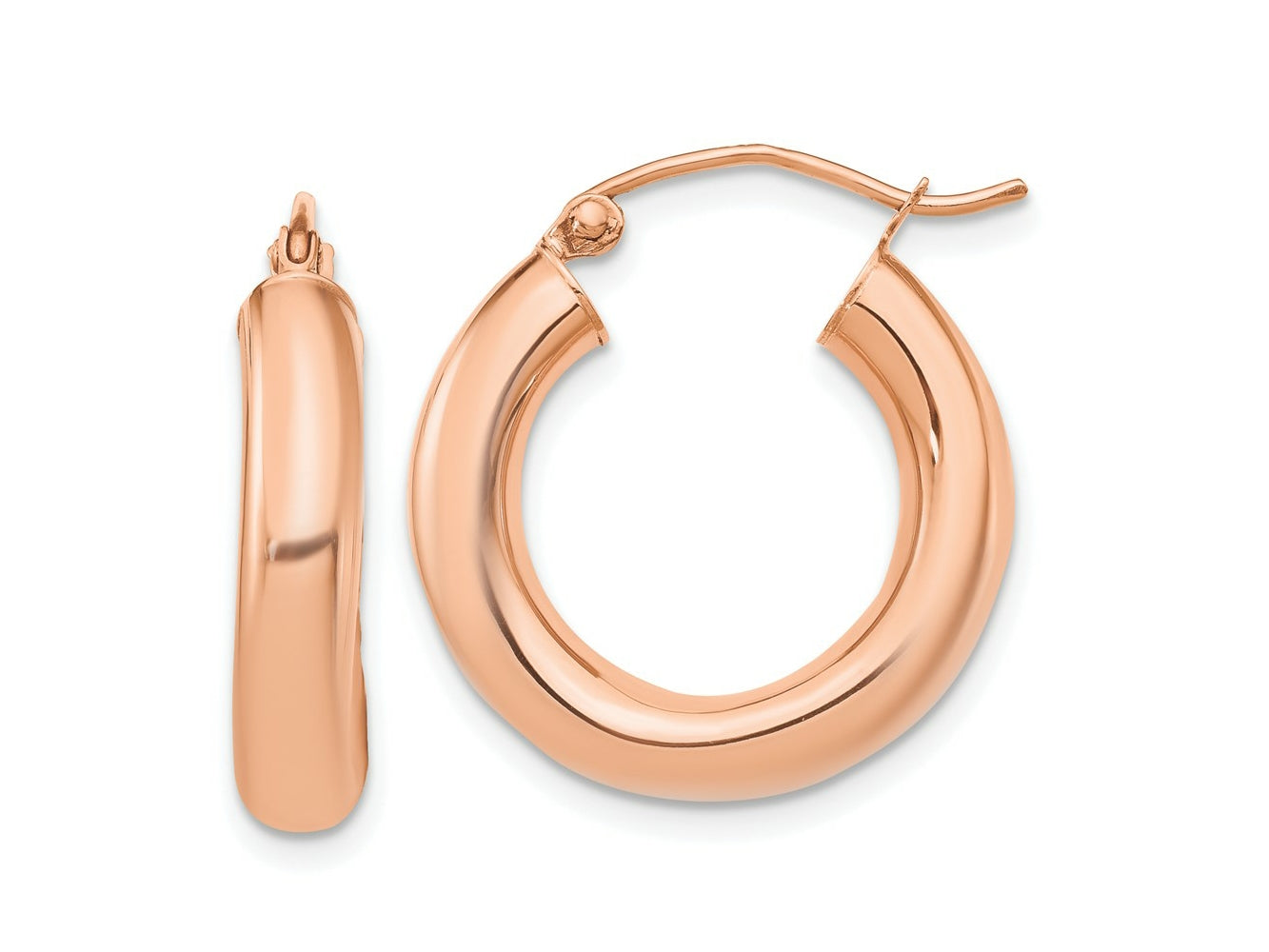 FJC Finejewelers 14 kt Rose Gold Polished x 20mm Tube Hoop Earrings 20 mm x 4 mm