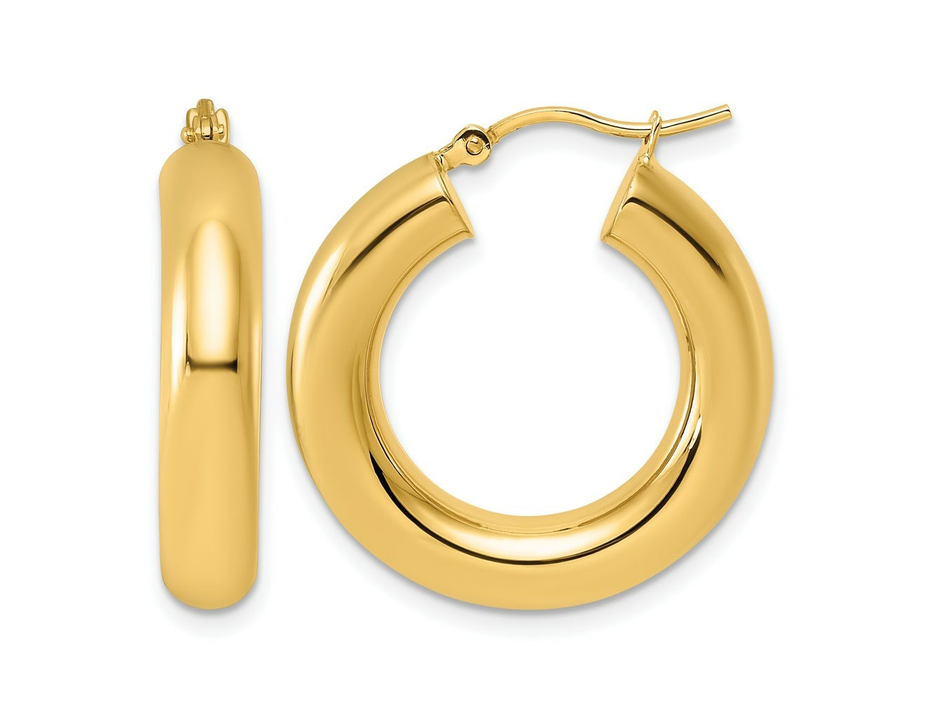 FJC Finejewelers 14 kt Yellow Gold Polished x 2 Lightweight Hoop Earrings 25 x 5 mm