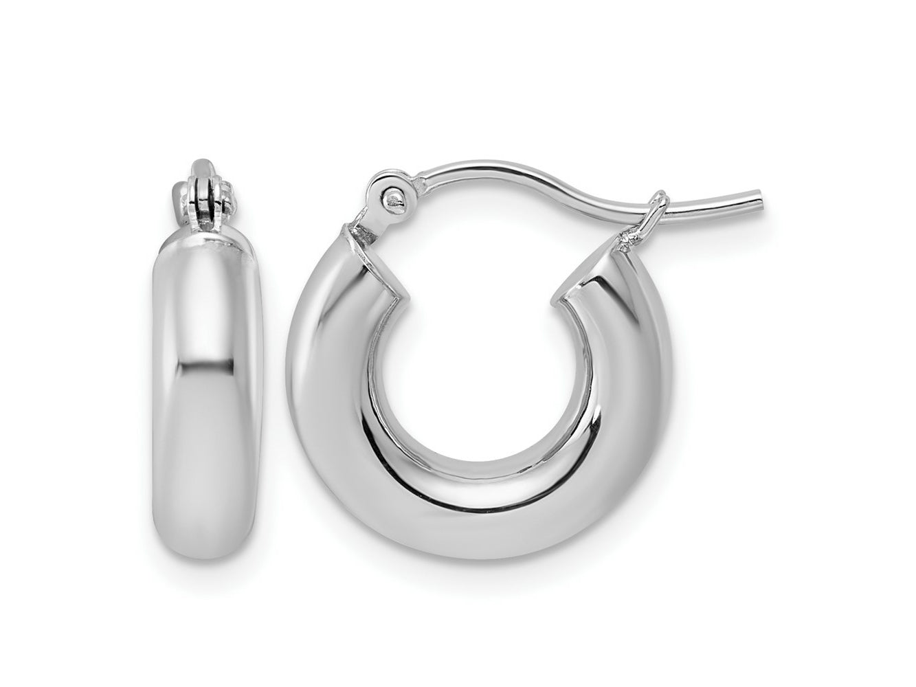 FJC Finejewelers 14 kt White Gold Hoop Polished x 15mm Lightweight Tube Earrings 15 mm x 4 mm