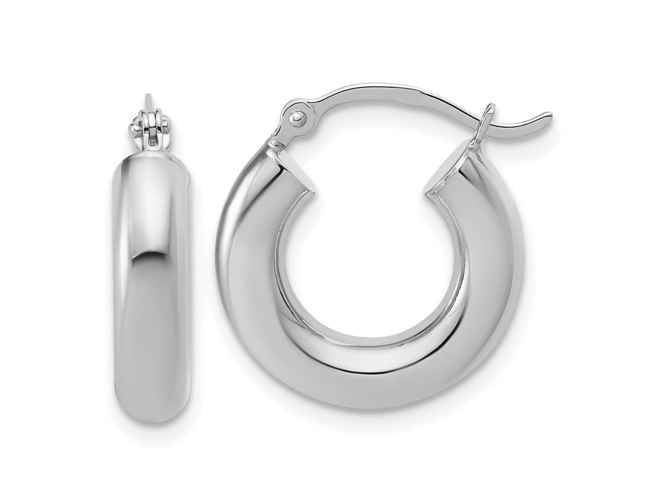 FJC Finejewelers 14 kt White Gold Hoop Polished x 17mm Lightweight Tube Earrings 17 mm x 4 mm
