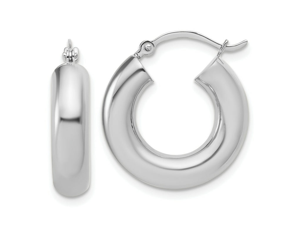 FJC Finejewelers 14 kt White Gold Polished x 20mm Tube Hoop Earrings 20 mm x 5 mm