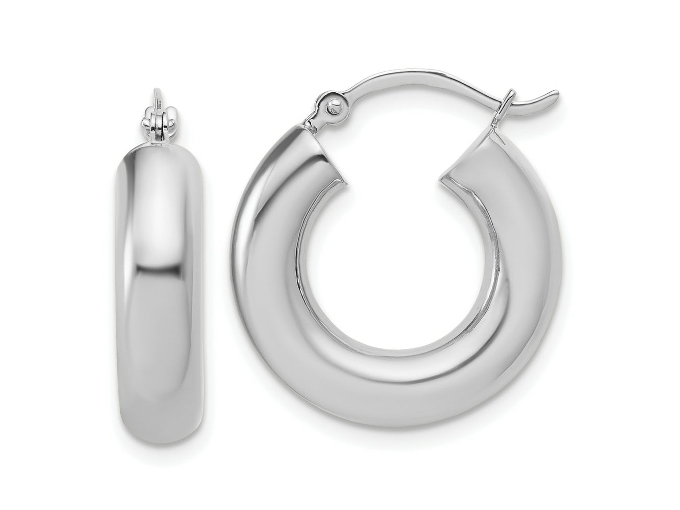 FJC Finejewelers 14 kt White Gold Polished x 20mm Tube Hoop Earrings 20 mm x 5 mm