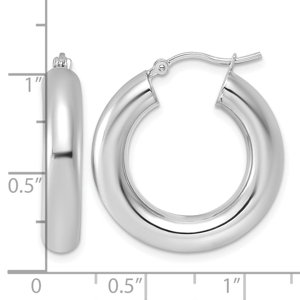 FJC Finejewelers 14 kt White Gold Polished x 2 Tube Hoop Earrings 25 x 5 mm