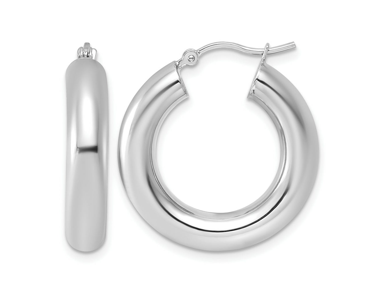 FJC Finejewelers 14 kt White Gold Polished x 2 Tube Hoop Earrings 25 x 5 mm