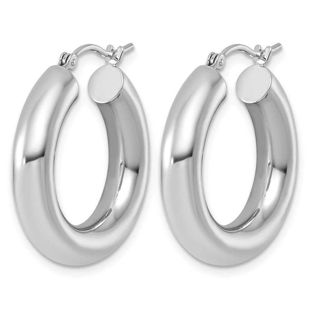 FJC Finejewelers 14 kt White Gold Polished x 2 Lightweight Hoop Earrings 25 x 5 mm