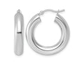 FJC Finejewelers 14 kt White Gold Polished x 2 Lightweight Hoop Earrings 25 x 5 mm