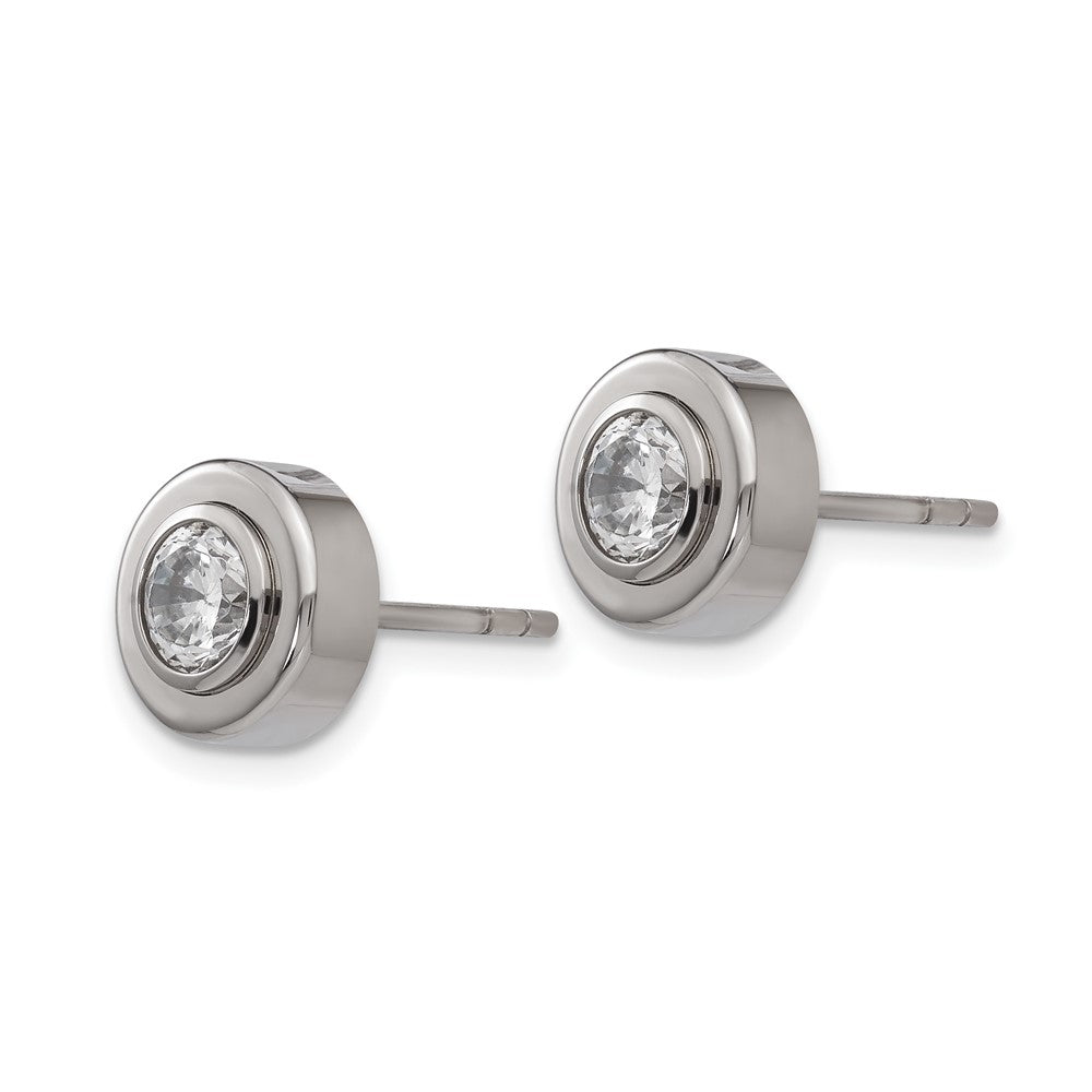 FJC Finejewelers Titanium Stud Titanium Polished CZ Post Earrings 8 x 8 mm