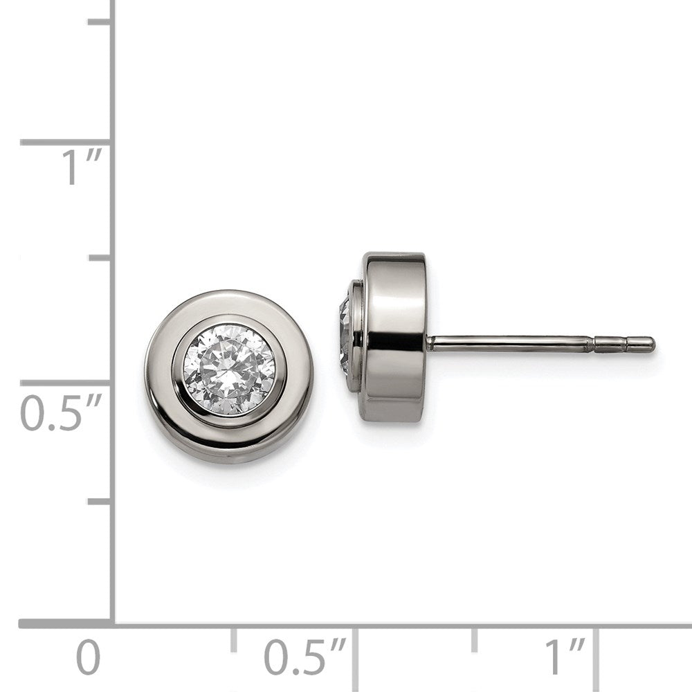 FJC Finejewelers Titanium Stud Titanium Polished CZ Post Earrings 8 x 8 mm