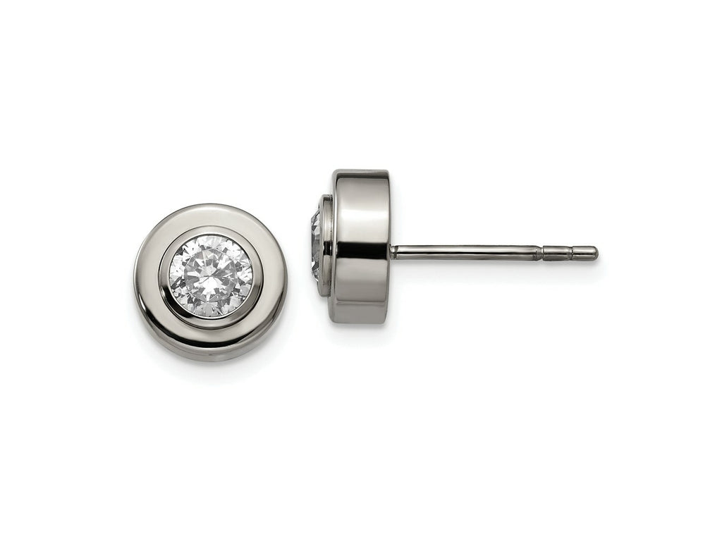FJC Finejewelers Titanium Stud Titanium Polished CZ Post Earrings 8 x 8 mm