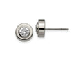 FJC Finejewelers Titanium Stud Titanium Polished CZ Post Earrings 8 x 8 mm