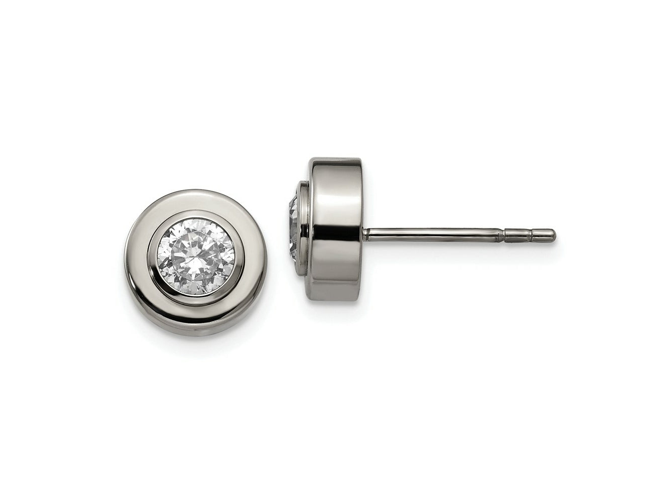 FJC Finejewelers Titanium Stud Titanium Polished CZ Post Earrings 8 x 8 mm
