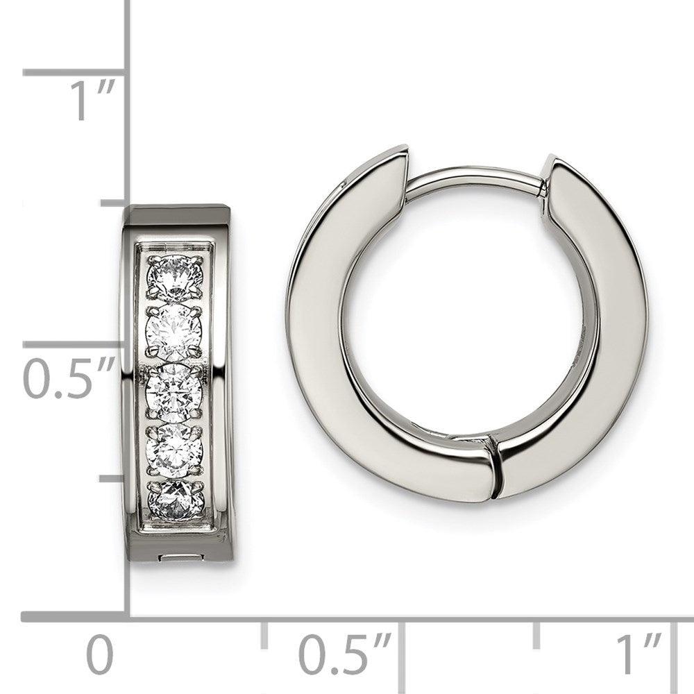 FJC Finejewelers Titanium Titanium Polished CZ 5mm Hinged Hoop Earrings 14 mm x 15 mm