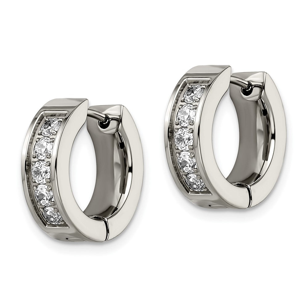 FJC Finejewelers Titanium Titanium Polished CZ 5mm Hinged Hoop Earrings 14 mm x 15 mm