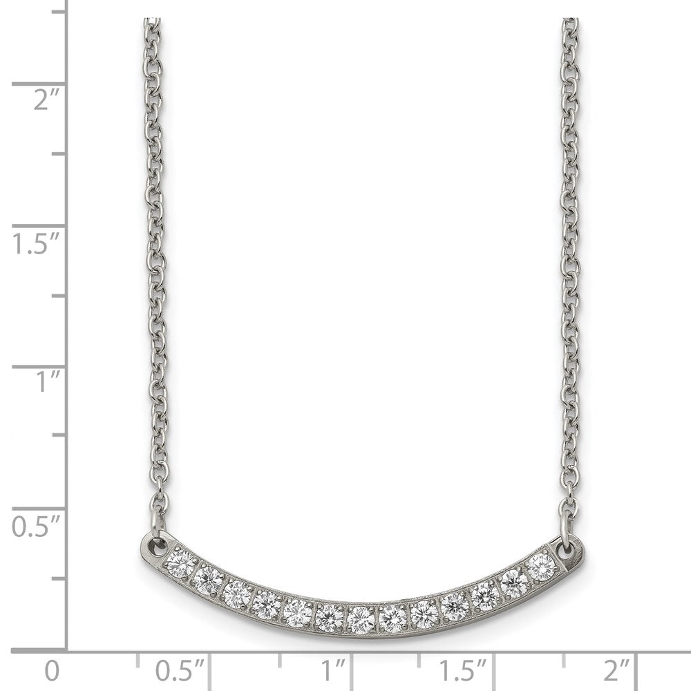 FJC Finejewelers Titanium Titanium Polished with CZ Bar Necklace 20.5 Inches x 3.2 mm