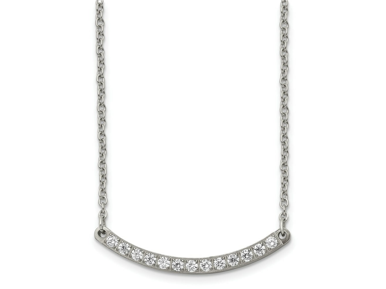 FJC Finejewelers Titanium Titanium Polished with CZ Bar Necklace 20.5 Inches x 3.2 mm