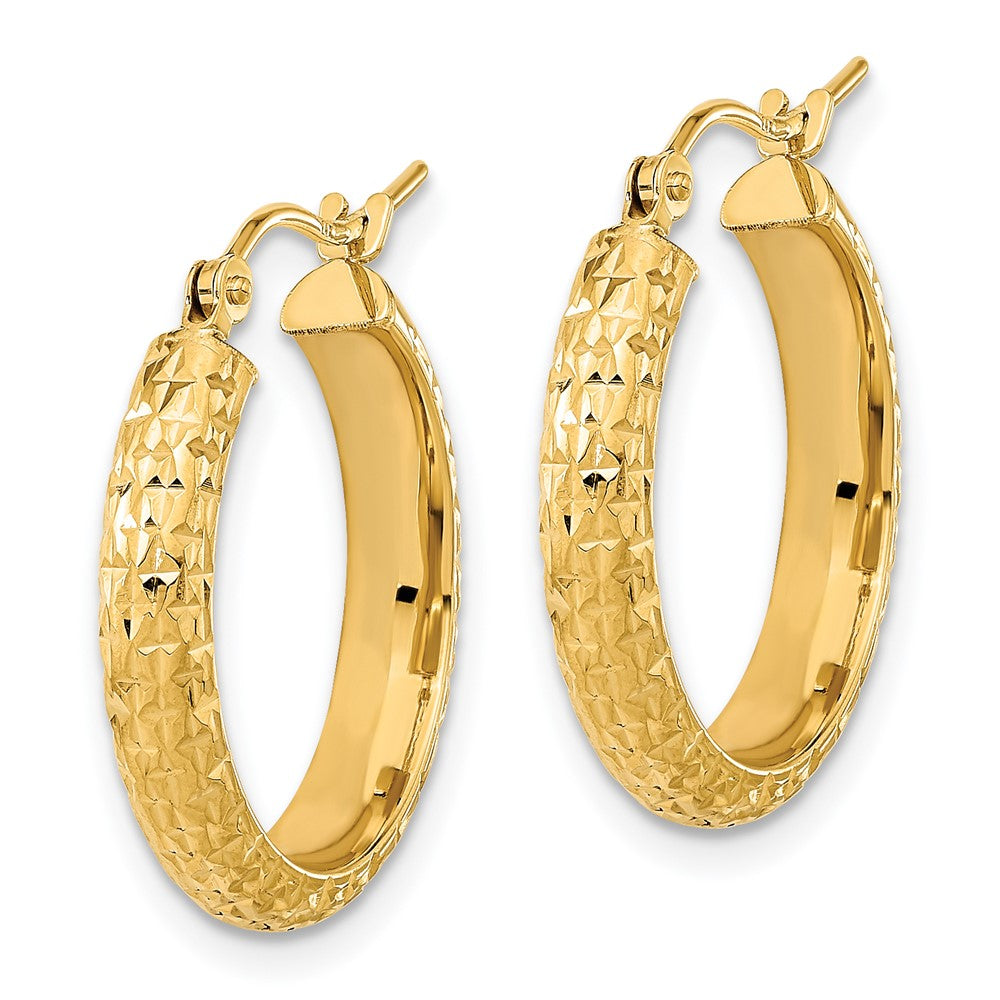 FJC Finejewelers 14 kt Yellow Gold Polished and Textured Bright Cut Hoop Earrings 20 x 20 mm