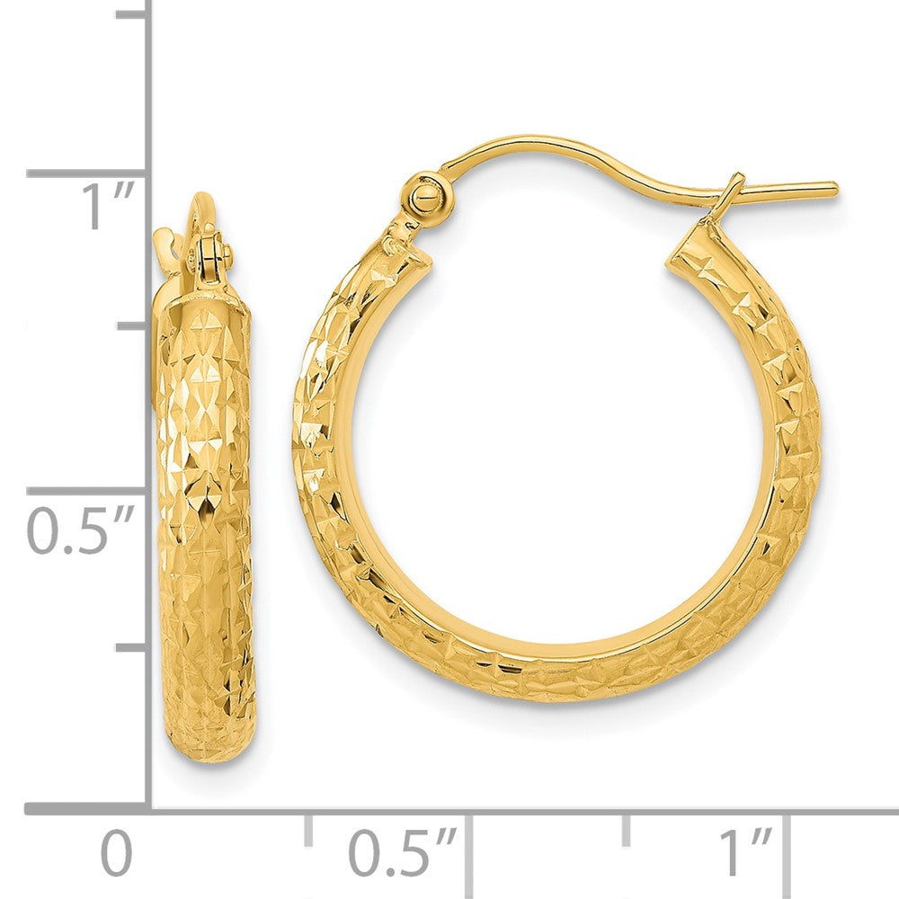 FJC Finejewelers 14 kt Yellow Gold Polished and Textured Bright Cut Hoop Earrings 20 x 20 mm