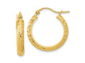 FJC Finejewelers 14 kt Yellow Gold Polished and Textured Bright Cut Hoop Earrings 20 x 20 mm