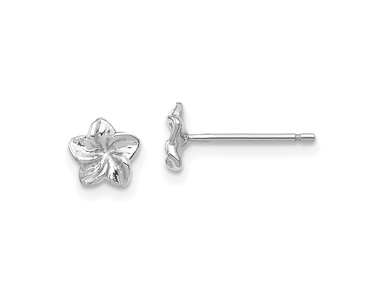FJC Finejewelers 14 kt White Gold Button Plumeria Flower Post Earrings 5 mm x 5 mm